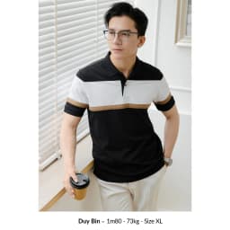 Thumbnail Áo Polo nam STRIPED BLOCK LEEVUS phối màu, vải CVC cá sấu, form regular APL312 4