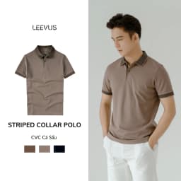 Thumbnail Áo Polo nam STRIPED COLLAR LEEVUS phối sọc cổ, vải CVC cá sấu, form regular APL320 2