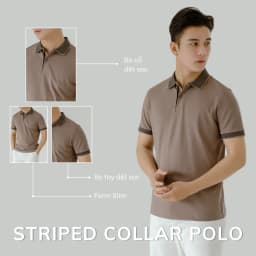 Thumbnail Áo Polo nam STRIPED COLLAR LEEVUS phối sọc cổ, vải CVC cá sấu, form regular APL320 3