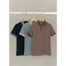 Thumbnail Áo Polo nam STRIPED COLLAR LEEVUS phối sọc cổ, vải CVC cá sấu, form regular APL320 4