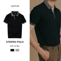 Thumbnail Áo Polo nam STRIPES LEEVUS phối bo dệt, vải CVC cá sấu, form regular APL275 2