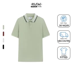 Thumbnail Áo Polo Nam Tay Ngắn 100% Cotton Phối Cổ Sọc Form Fitted - Routine 10F23POL003 1