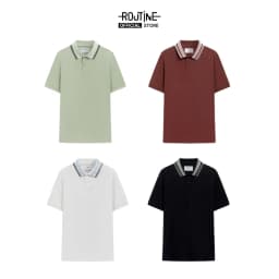 Thumbnail Áo Polo Nam Tay Ngắn 100% Cotton Phối Cổ Sọc Form Fitted - Routine 10F23POL003 4