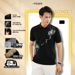 Thumbnail Áo polo nam tay ngắn Petal cổ bẻ, chất vải Cotton cao cấp, đứng form, in hoa văn thủy mặc - FEAER 1