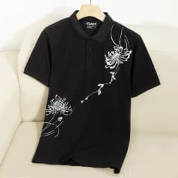 Thumbnail Áo polo nam tay ngắn Petal cổ bẻ, chất vải Cotton cao cấp, đứng form, in hoa văn thủy mặc - FEAER 2