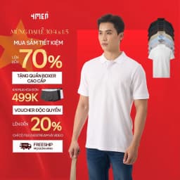 Thumbnail Áo polo nam trơn basic 4MEN PO137 vải tổ ong thấm hút mồ hôi, thoáng mát, mềm chống nhăn, co giãn 1