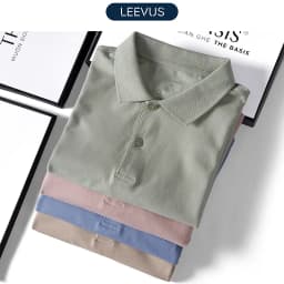 Thumbnail Áo polo nam trơn LEEVUS tông màu trung tính đơn giản, chất liệu cá sấu CVC BASIS APL22 1