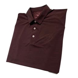 Thumbnail Áo polo nam Velutino ngắn tay cổ bẻ 3 cúc nâu kẻ ngang cotton mềm mại 1