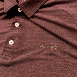 Thumbnail Áo polo nam Velutino ngắn tay cổ bẻ 3 cúc nâu kẻ ngang cotton mềm mại 2