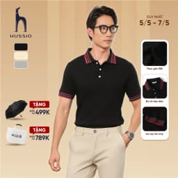 Thumbnail Áo polo nam VISTRA vải thun gân RIB dày dặn, co dãn tốt, đứng form, che khuyết điểm - HUSSIO 1