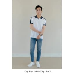 Thumbnail Áo Polo nam V-NECK LEEVUS phối bo, vải CVC cá sấu, form regular APL318 3