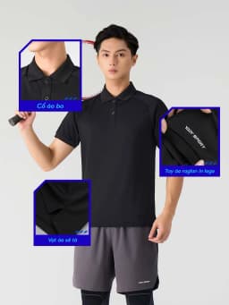 Thumbnail Áo polo nam Yody sport áo thun có cổ áo thể thao, tay raglan, vải xốp nhẹ, thấm hút mồ hôi SAM7138 2