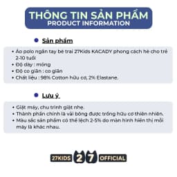 Thumbnail Áo polo ngắn tay bé trai 27Kids KACADY phong cách hè cho trẻ 2-10 tuổi BSPO1 4