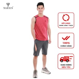Thumbnail Áo Sát Nách Nam Cao Cấp Narsis D8093, Màu Đỏ, Trẻ Trung, Năng Động, Chất Liệu Mềm Mại, Thoáng Mát 2