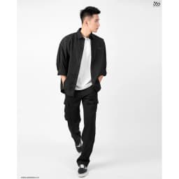 Thumbnail Áo sơ mi 360 Boutique áo somi kaki dài tay form rộng thêu chữ lưng  - SHDOL409 4
