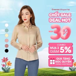 Thumbnail Áo sơ mi ASW0101-R09 dài tay nữ vải lụa trơn form suông các màu thời trang công sở Thái Hòa 1