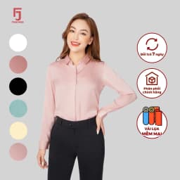 Thumbnail Áo sơ mi ASW0101-R09 dài tay nữ vải lụa trơn form suông các màu thời trang công sở Thái Hòa 2