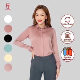 Thumbnail Áo sơ mi ASW0101-R09 dài tay nữ vải lụa trơn form suông các màu thời trang công sở Thái Hòa 3
