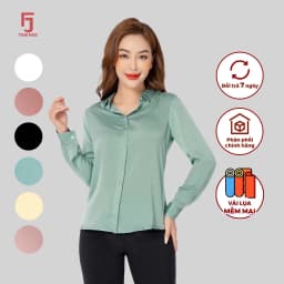 Thumbnail Áo sơ mi ASW0101-R09 dài tay nữ vải lụa trơn form suông các màu thời trang công sở Thái Hòa 4