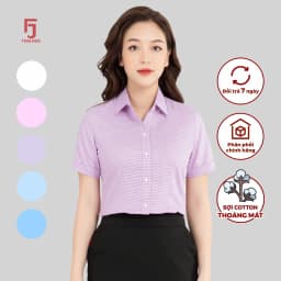 Thumbnail Áo sơ mi ASW0301-R05 ngắn tay nữ vải cotton kẻ nhuyễn form ôm các màu Thái Hòa 4