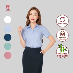 Thumbnail Áo sơ mi ASW0301-R11 nữ ngắn tay chất liệu sợi tre vải xước Thái Hòa công nghệ cổ Đức 3