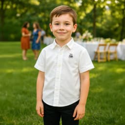 Thumbnail Áo sơ mi bé trai ngắn tay 27Kids KACADY cổ bẻ đơn sắc vải đi học nam cho trẻ từ 4-12 tuổi BSSH1 3