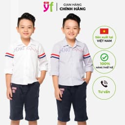 Thumbnail Áo Sơ mi bé trai tay dài phối sọc nhuyễn - 9AY555 Hiệu YF 1