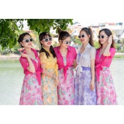 Thumbnail Áo sơ mi buộc vạt cổ đức mỏng dạng khoác ngoài chất liệu tơ bảng màu xinh có túi ngực dễ phối đồ 4