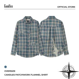 Thumbnail Áo Sơ Mi Candles Patchwork Flannel Shirt Oversize Unisex 1