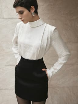 Thumbnail Áo sơ mi chấm bi trắng Calista Silk Blouse HUONG BOUTIQUE HBSM1165 3