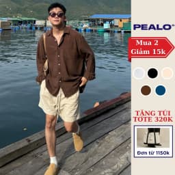 Thumbnail Áo sơ mi cổ bẻ dài tay PEALO nam chất liệu Linen cao cấp 1