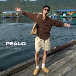 Thumbnail Áo sơ mi cổ bẻ dài tay PEALO nam chất liệu Linen cao cấp 4