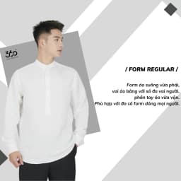 Thumbnail Áo sơ mi cổ tàu dài tay 360 Boutique sơ mi nam chất liệu đũi xước form relax - STNOL310 2