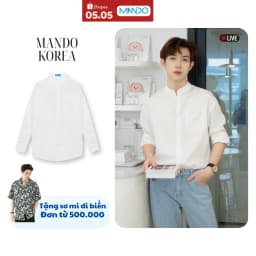Thumbnail Áo Sơ Mi Cổ Tàu Nam MANDO Form Rộng Vải Đũi Dài Tay Kiểu Dáng Basic Thời Trang Hàn Quốc ACT01-SHT014 1
