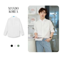 Thumbnail Áo Sơ Mi Cổ Tàu Nam MANDO Form Rộng Vải Đũi Dài Tay Kiểu Dáng Basic Thời Trang Hàn Quốc ACT01-SHT014 2