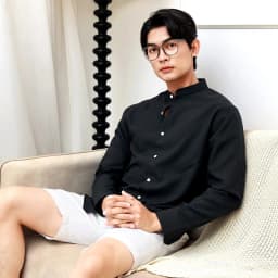 Thumbnail Áo sơ mi cổ tàu tay dài POLYS Fullbox, Vải Ford mềm mịn, không nhăn Áo sơ mi cổ trụ tròn BAND COLLAR 3