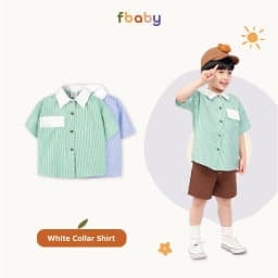 Thumbnail Áo sơ mi cộc bé trai kẻ phối cổ trắng Fbaby FB009 1