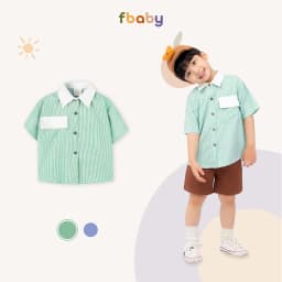 Thumbnail Áo sơ mi cộc bé trai kẻ phối cổ trắng Fbaby FB009 2