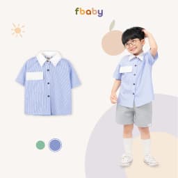 Thumbnail Áo sơ mi cộc bé trai kẻ phối cổ trắng Fbaby FB009 3