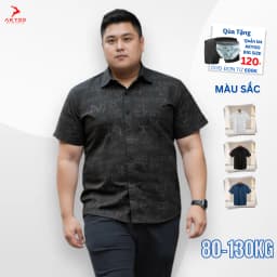 Thumbnail Áo Sơ Mi Cộc Tay Bigsize Nam 80-130kg AKYOO Cao Cấp, Co Giãn, Không Bai Mờ, Không Gây Khó Chịu Khi Mặc - SM HT 1