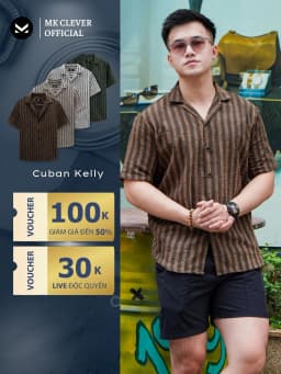 Thumbnail Áo Sơ Mi Cuban nam Kẻ sọc Kelly MK CLEVER Chất Đũi thô mềm mịn, thoáng mát, chống nhăn, form rộng hằng ngày 1