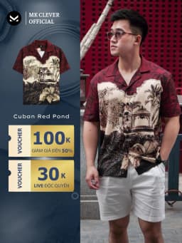 Thumbnail Áo Sơ Mi Cuban nam Red Pond MKCLEVER Chất lụa mềm mịn, thoáng mát, chống nhăn, form rộng mặc hằng ngày 1