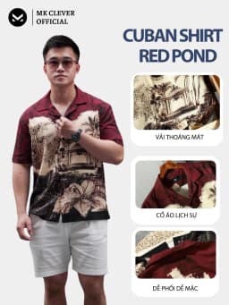 Thumbnail Áo Sơ Mi Cuban nam Red Pond MKCLEVER Chất lụa mềm mịn, thoáng mát, chống nhăn, form rộng mặc hằng ngày 3