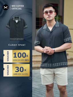 Thumbnail Áo Sơ Mi Cuban nam Steel MKCLEVER Chất lụa mềm mịn, thoáng mát, chống nhăn, form rộng mặc hằng ngày 1