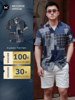 Thumbnail Áo Sơ Mi Cuban nam Tartan MKCLEVER Chất đũi Hàn mềm mịn, thoáng mát, chống nhăn, form rộng mặc hằng ngày 1