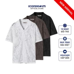 Thumbnail Áo Sơ Mi Cuban Nam Tay Ngắn Vải Dệt Lưới Crochet Lace Form Relax SMID0285 1