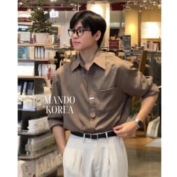 Thumbnail Áo Sơ Mi Dài Tay 4 Màu MANDO Thêm Phụ Kiện Trước Áo Dáng Đứng Chất Liệu Vải Chéo Hàn Mêm Mịn - SHT032 2