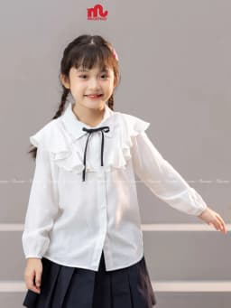 Thumbnail Áo sơ mi dài tay bé gái RIOMIO size 21-40kg cổ bèo, phối nơ xinh xắn-RA721,RA916 1