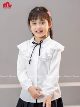 Thumbnail Áo sơ mi dài tay bé gái RIOMIO size 21-40kg cổ bèo, phối nơ xinh xắn-RA721,RA916 2