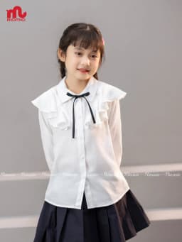 Thumbnail Áo sơ mi dài tay bé gái RIOMIO size 21-40kg cổ bèo, phối nơ xinh xắn-RA721,RA916 3